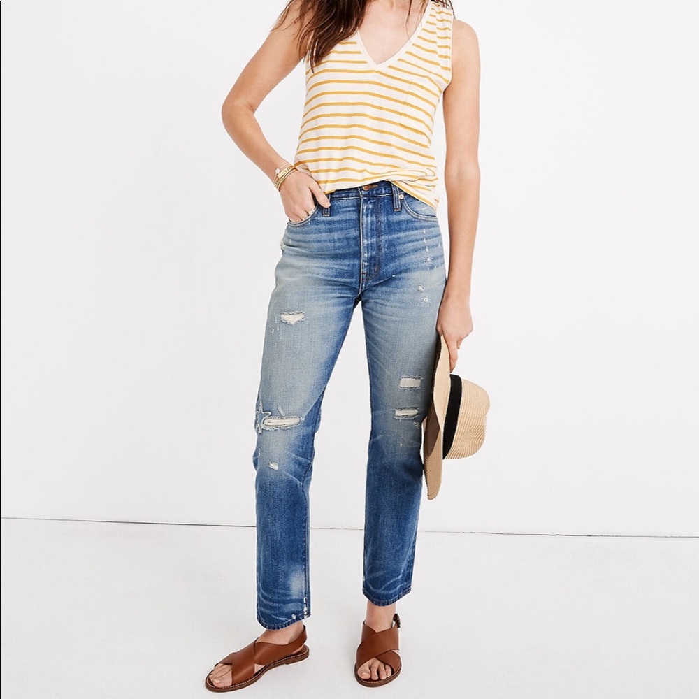 NWT- Madewell - Rivet & Thread High-Rise Slim Boyjeans - Size 25